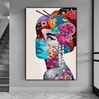 สีสันแอฟริกันผู้หญิงผ้าใบภาพวาดโปสเตอร์และภาพพิมพ์สำหรับ Modern Wall Art Decor