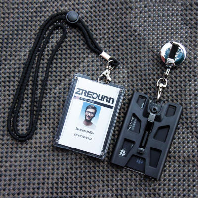 US Mecha สไตล์ Designer แฟชั่นซองใส่บัตร4ซองใส่บัตร Hard พลาสติก Heavy Duty Lanyard และม้วนสปริงยืดหดได้คลิป Key Id เงินคลิปกระเป๋าสตางค์