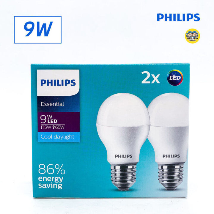 แพ็คคู่-x2-ฟิลิปส์-philips-essential-led-bulb-9w-ขั้ว-e27-daylight-warmwhite-แอลอีดี-หลอดไฟ-หลอดแอลอีดี-หลอดled-แพคคู่