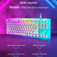 GAMAKAY K87แป้นพิมพ์แบบมีสาย87 Keys Hot Swappable Type-C USB 3.1 NKRO ฐานแก้วโปร่งแสงสวิตช์ Gateron ABS Keyboard Gaming RGB ปุ่มกดสองสี