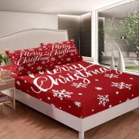 Snowflake Fitted Sheet Merry Christmas Bedding Set Full Size for Kids Girls Women Room Decor Xmas Cartoon Fitted Bed Sheets