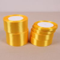 6mm 10mm 15mm 20mm 25mm 40mm 50mm Golden Yellow Silk Satin Ribbons Christmas Wedding Party Decoration Gift Wrapping DIY Ribbons Gift Wrapping  Bags