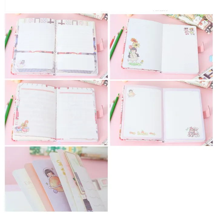 happy-shop-girl-notebook-224-page-color-illustration-soft-leather-cute-children-39-s-diary-student-planner-agenda-notepad