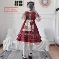 MAGOGO Christmas Lolita Dress For Girls Autumn Spring Costume Red Cloak Soft Sisters Op Long Sleeve Festival Dress INS Hot