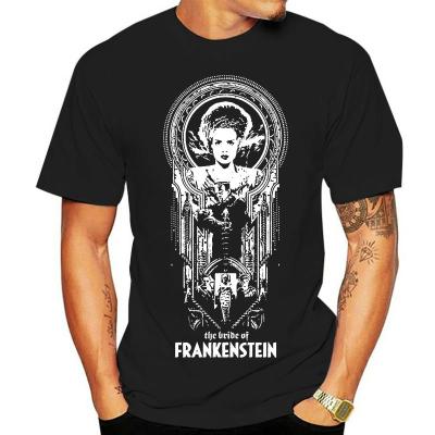 The Bride Of Frankenstein V37โปสเตอร์เสื้อยืดคอกลม (สีดำ) แขนลำลองขาสั้น O คอแฟชั่นพิมพ์ลาย100% เสื้อฤดูร้อนคอกลมเสื้อคอกลมใหม่ขายส่งตลก