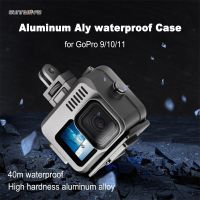 Sunnylife ซองกันน้ำ40เมตรสำหรับ Gopro 9/10/11/Action 4เปลือกหุ้มอัลลอยป้องกันใต้น้ำทุนลอยน้ำอุปกรณ์ดำน้ำ