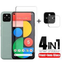 (Hulux electron) 4-In-1สำหรับ Google Pixel 5 Glass สำหรับ Pixel 5 Glass Camera Lens HD ฟิล์มกันรอยหน้าจอโทรศัพท์สำหรับ Google Pixel 5กระจกนิรภัย