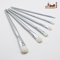 ZHOUXINXING 6pcs/set Pure wool Silver color Easy to grip wood rod artist paint brush gouache watercolor brush drawing supplies