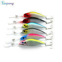 Xinpeng 6Pcs Crankbait VIB เหยื่อแข็งเหยื่อล่อปลาแบบจมเลเซอร์โครเมี่ยมขนาด9.2กรัม/11ซม. 3D ดวงตาสั่นสำหรับปลาน้ำจืดคอน