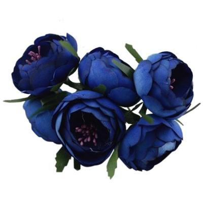（A SHACK） 6ชิ้น /Lotsilk ผ้าช่อดอกไม้เจ้าสาวถือดอกไม้ตกแต่งดอกไม้สีฟ้าสีม่วงหัวใจดอกไม้ Diamete