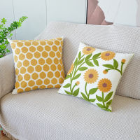 45x45cm High-end Towel Embroidery Flowers Pillow Cover Yellow Decorative Pillows Throw Pillow Cases Sofa Living Room Home Decor