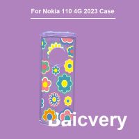 Nokia 110 4G 2023 Case Flower Pattern Painting Clear Soft TPU Silicone Back Cover