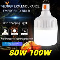 100W Portable Lantern Bulb Camping Light USB Rechargeable LED Bulb 5 Modes High Power Tent Light Outdoor Emergency Bulb