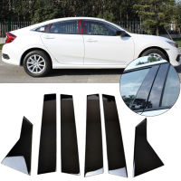 6pcs Car Window Pillar Middle Column Post Trim Cover For Honda Civic Sedan 2016-2018 Car Styling Accessories