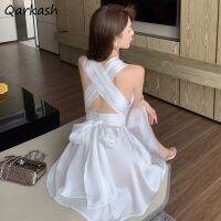 【HOT】№♠ Bandage for Backless Sleeveless Waist Платье Korean Fashion