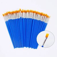 50Pcs Painting Brushes Set Art Round Flat Hair Nylon Hair Paint Brush for Oil Acrylic Watercolor Kids/Artists/Beginners/Students Cups  Mugs Saucers