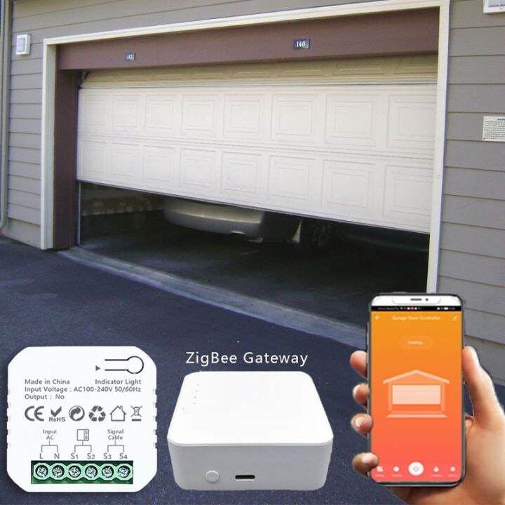 Tuya Smart Zigbee Garage Door Opener Controller With Sensor App Control