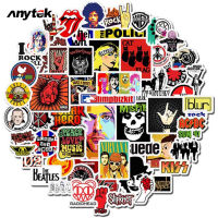 Anytek 52 ชิ้นวงร็อคเส้นขยุกขยิกสติกเกอร์บุคลิกภาพกระเป๋าเดินทางแล็ปท็อปตู้เย็นรูปลอก P Aster สไตล์: วงร็อคสติ๊กเกอร์วาด