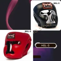 Twins Headgear HGL-3 Black Red ( M,L ) Genuine Leather MMA K1 ทวินส์สเปเชียล เฮดการ์ด หมวกป้องกันศรีษะ สำหรับนักมวย หนังแท้ จากโรงงานทวินส์