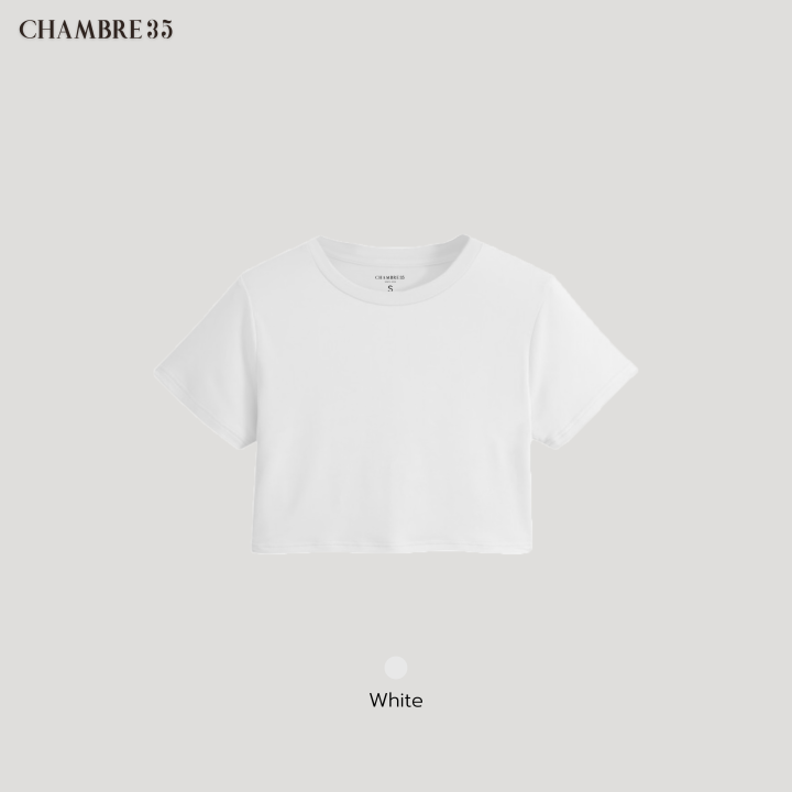 chambre35-regular-crop-tee-เสื้อครอป-สัมผัสนุ่ม-ใส่สบาย-ไม่ย้วย-เนื้อผ้าผลิตจาก-cvc-cotton-100