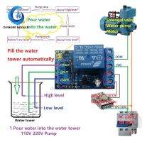 2 in 1 ปั๊มเทน้ําควบคุมอัตโนมัติ DC 12V เซ็นเซอร์ระดับของเหลวสวิตช์โมดูลรีเลย์สําหรับมอเตอร์ตู้ปลา Waterhouse Irriga