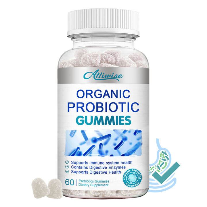 Alliwise Probiotics Gummies with Digestive Enzymes for Bloating Better Nutrient Absorption