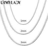 【cc】¤♀  40-75cm 925 Sterling 1MM/2MM/3MM solid Snake Chain Necklace Men Fashion Jewelry for pendant free shipping