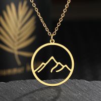 Stainless Steel Necklaces Round Line Snow Mountain Fashion Pendants Chain Choker Aesthetic Necklace For Women Jewelry Party Gift