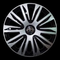 Wheel Cover ฝาครอบกระทะล้อ ขอบ R 14 นิ้ว มีดุม TOYOTA ดำเงิน wc83 (1 ชุด มี 4 ฝา)  ***ครบจบในร้านเดียว** ราคาถูกสินค้าดีมีคุณภาพ*