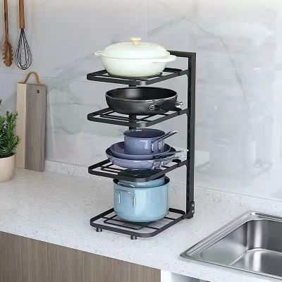 Stainless Steel Storage Rack Multi-Layer Adjustable Pot Microwave Storage Cabinet Kitchen Under Sink Multi-Function Organizer