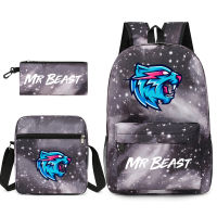 Mr Beast Lightning Cat กระเป๋าเป้สะพายหลัง 20-35L ระบายอากาศได้ดี , กระเป๋าเป้สามชิ้นลดภาระ กระเป๋าหนังสือนักเรียน