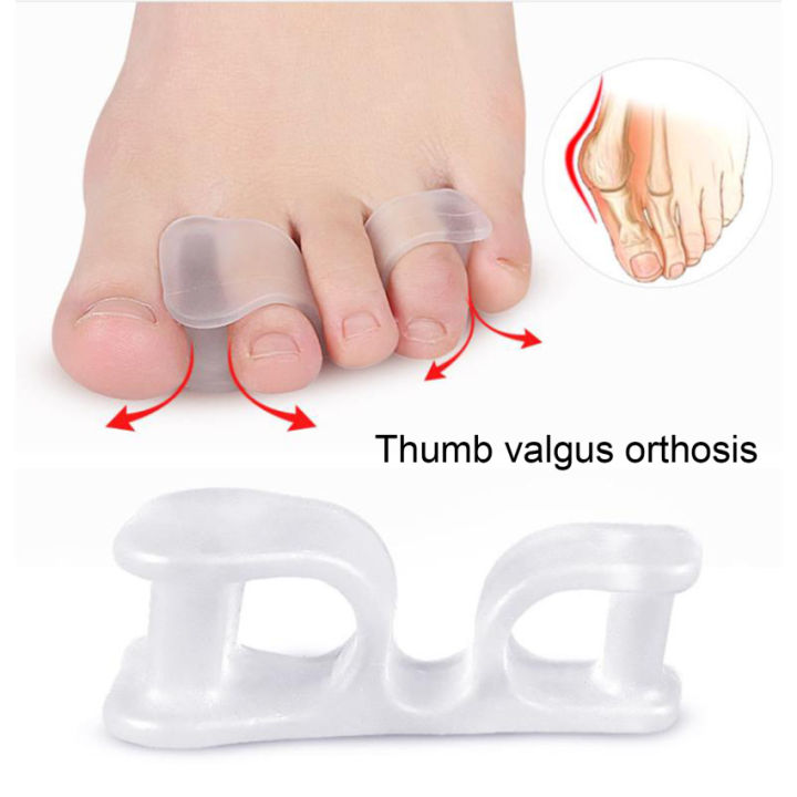 นิ้วหัวแม่เท้าสอง-สามรูที่คั่นนิ้วเท้ากด-thumb-valgus-เท้าเจลซิลิโคนเครื่องมือดูแลเท้าตัวแก้ไขการทำเล็บป้องกันนิ้วมือ1คู่