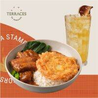 [E-voucher] Terraces De Bangkok / เทอเรสซ์  ณ บางกอก - ข้าวซี่โครงหมูอบ+ไข่ฟู (เปลี่ยนเป็นข้าวเบายอดม่วง+10) + น้ำมะตูม