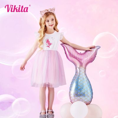 〖jeansame dress〗วิกีต้า GirlSequins Tuball GownBirthday Party Dresses KidsDress ChildrenClothing