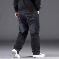 Spot high quality [thin optional] oversized jeans mens jeans mens straight tube loose large size fat mans high waist