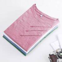 Short Sleeve Summer Women Ribbed Cotton Tee-Shirts Female Button Loose Casual Fashion T-shirts 2022 Blue O-Neck Korea Tops S-3XL