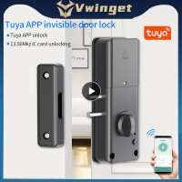 ล็อคมอเตอร์ไฟฟ้าอัจฉริยะพร้อม Tuya App Keyless Entry Door Lock การติดตั้งที่มองไม่เห็นปกปิดล็อคการ์ด IC สำหรับประตูไม้ ~