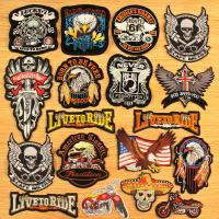 Heart Skull Iron On Patches For Clothing Apparel Tiger Embroidered Patches On Clothes Motorcycle Biker Stripes Wolf Badges Patch Adhesives Tape