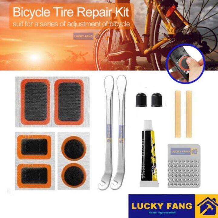Bike Bicycle Flat Tire Repair Kit Tool Set Vulcanizing Patches Glue