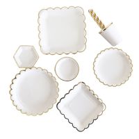 Golden White Disposable Tableware Paper Plates Cups Birthday Baby Shower Decoration Adults Wedding Balloon set Party Supplies