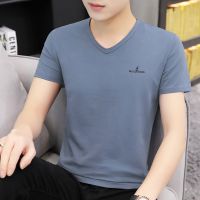 [COD] and summer mens short-sleeved t-shirt Korean version of solid sports T-shirt trendy brand large size overalls