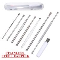 7pcs Stainless Steel Earpick Curette Ear Cleaner Earwax Removal Kit Wax Remover Ear Pick Spoon Clean Tool Ear Care