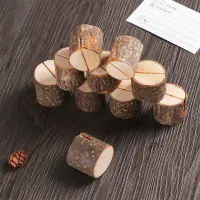 2Pcs Retro Style Natural Wooden Card Holders Creative Photo Clip Wedding Ornaments Memo Cards Storage Stand School Office Supply Clips Pins Tacks