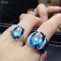 Couple RING 925 Sterling Silver topaz ring real gemstone for men and women