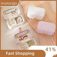 WUSUOGU เคสฝาพับ กล่องเครื่องประดับอัญมณี แบบพกพาได้ มินิมินิ เคสสำหรับเก็บของ ของใหม่ หนังพียู กล่องแสดงสินค้า การเดินทางการเดินทาง