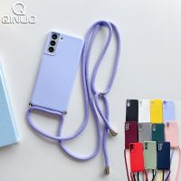 {OLI STUDIO} Crossbody สายคล้องคอสายคล้องคอสำหรับ SamsungA52 A72 A32 4G A12 S21S20 Plus A51 A71 A50Silicone ฝาครอบ