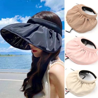Wide Brim Soft Foldable Bucket Caps Sun Hat For Women Summer Dual Use Hair Hoop UV Protection