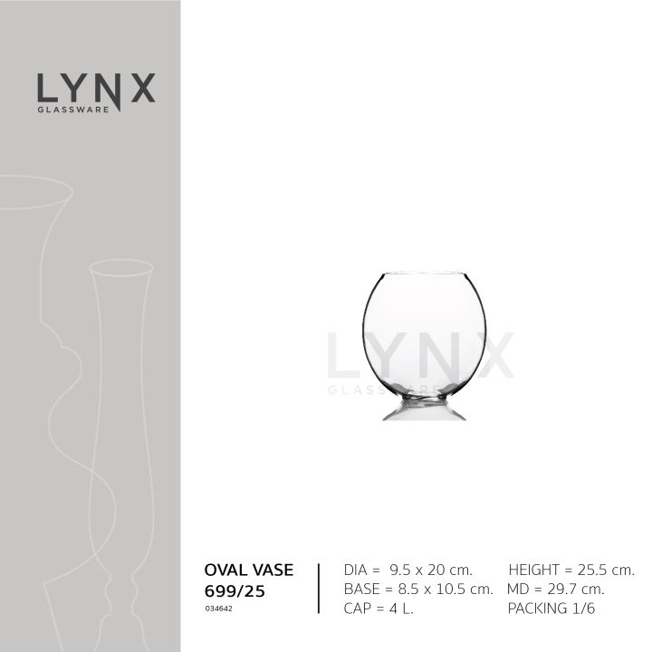 lynx-oval-vase-699-แจกันแก้ว-แฮนด์เมด-ทรงวงรี-แบนกว้าง-เนื้อใส-มีให้เลือก-2-ขนาด-คือ-ความสูง-25-5-ซม-และ-33-ซม