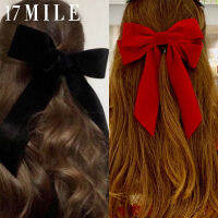 17MILEKorean Oversize Valvet โบว์กิ๊ฟติดผมสำหรับผู้หญิงแฟชั่นสีชมพูขนาดใหญ่โบว์ Barrette Hairgrip 2021 Hairpins ที่รัดผมเครื่องประดับผม