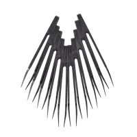 Industries Round Tip Straight Plastic Anti-static Tweezers Black 10Pcs